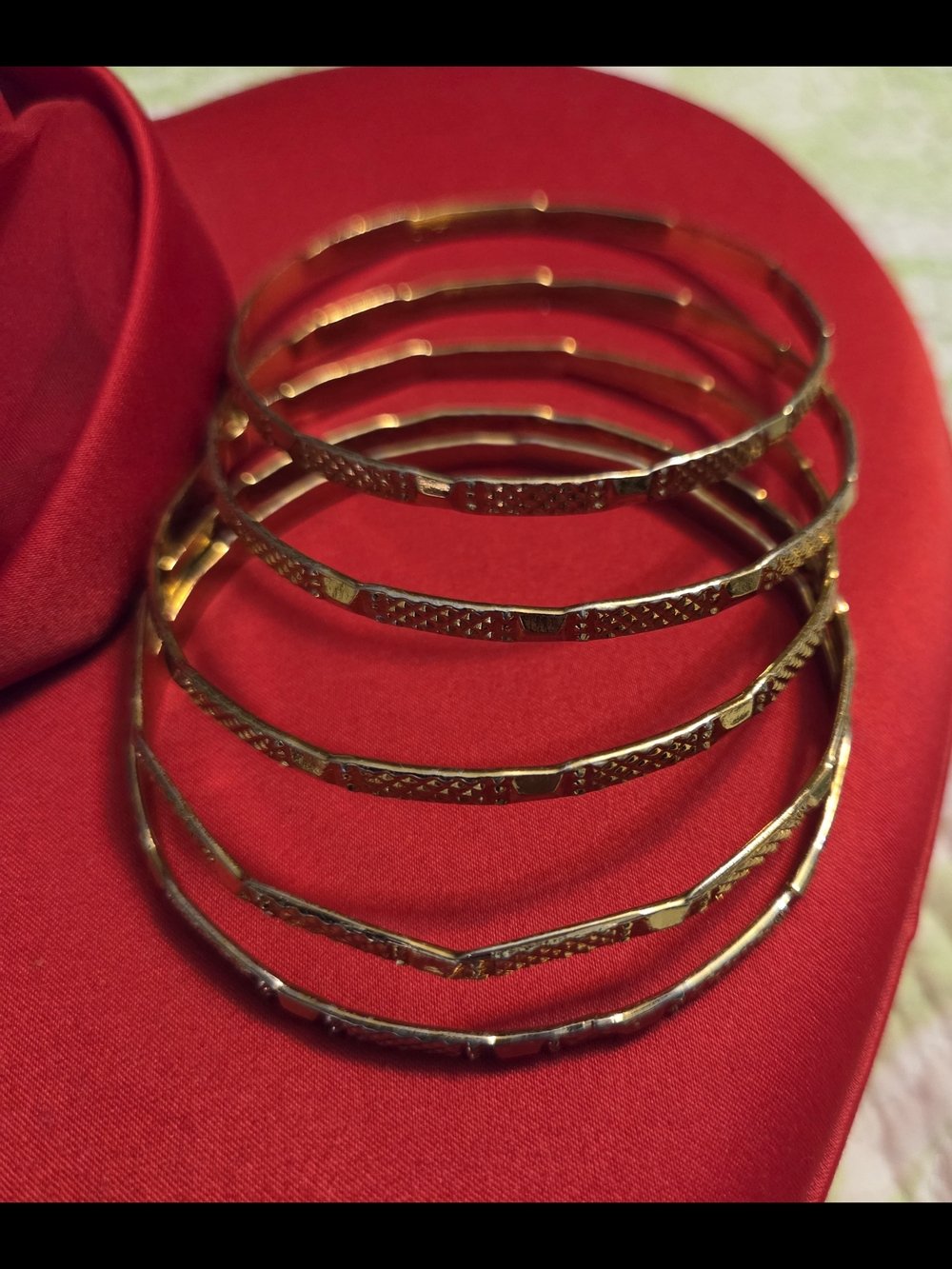 Gold Textured Stackable Bangle Set - Women Jewelry
